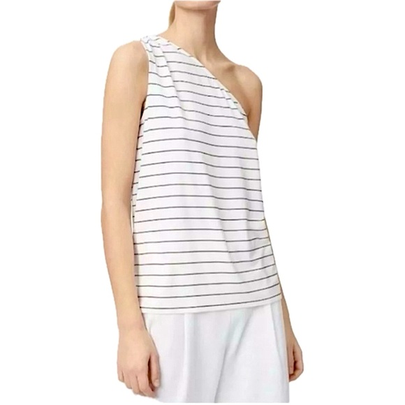 Club Monaco Krystynia Top One Shoulder Tank Stripe White Black XS